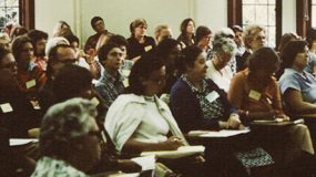 Session at the 4th Big Berks, classroom at Mount Holyoke College, 1978